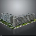 Modern Light-colored Multi-story Apartment Building With Green Lawns And Shrubs