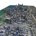 Aerial View Planning of Modern Urban Layout With High Rise Buildings and Waterfront