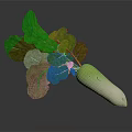 Fresh Turnip With Green Leaves And White Green Root On Black Background