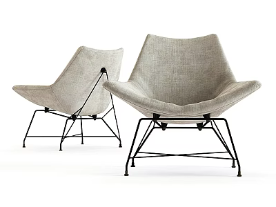 Modern Accent Chair With Light Gray Fabric And Black Metal Frame Design 3d model