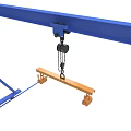 Blue Gantry Crane Structure With Mobile Tracks And Hanging Hook Beam