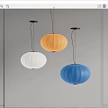 Modern Round Pendant Lights With White Orange Blue Pleated Design For Interior