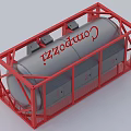 Industrial Equipment Cylindrical Tank With Red Frame Structure And Compozit Label