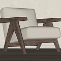 Modern Accent Chair With Wooden Armrests Light Upholstered Cushion And Minimalist Design