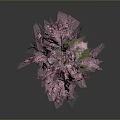 Pink Cherry Blossom Tree With Small Stone Statue On Green Grass Base