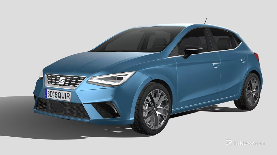 Blue Modern Hatchback Car With Sleek Body Design And Alloy Wheels 3d model 