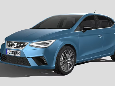 Blue Modern Hatchback Car With Sleek Body Design And Alloy Wheels 3d model