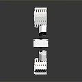 White Blocks Mechanical Structure With Circular Arrangement Black Connectors And Cross Center