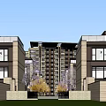 Lush Landscaped Garden in Modern Residential Complex With Central Pathway and Greenery Flowers