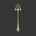 Golden Trident Weapon With Red Gemstone And Pointed End On Reflective Surface 3d model