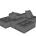 Modern Gray Sectional Sofa With Modular Design And Comfortable Cushions 3d model