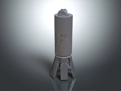 M107A1 Weapon Artillery Rocket with Tripod Base Gray Cylindrical Body Marked 39 3d model