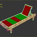 Natural Bamboo Chaise Lounge With Reclining Backrest Slatted Design And Outdoor Use