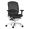 Office Chair with Black Mesh Back Leather Seat Armrests Adjustable Features Metal Base and Wheels