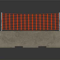 Construction Site Safety Barrier With Concrete Base And Orange Grid Panel