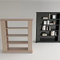Light Brown And Dark Green Open Bookcases With Shelves Books And Decorative Items