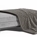 Soft Gray Fabric Ottoman With Textured Knitted Blanket For Living Room