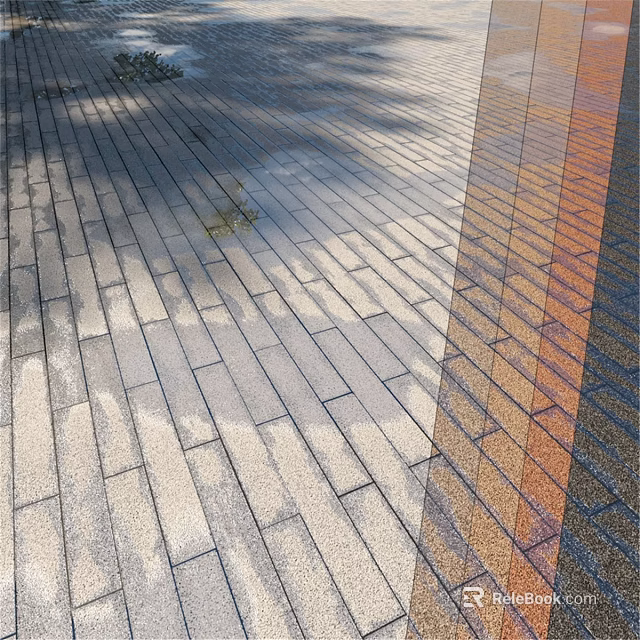 Outdoor Ground Surface Neatly Laid With Patterned Bricks And Natural Shadows 3d model 