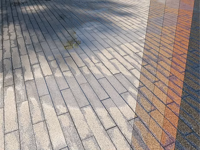 Outdoor Ground Surface Neatly Laid With Patterned Bricks And Natural Shadows 3d model