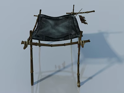 Bamboo Storage Rack With Simple Structure Covered Cloth And Natural Leaf Decoration 3d model