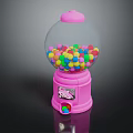Pink Commercial Candy Machine With Transparent Globe Colorful Gumballs And Dispenser Knob