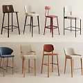 Modern Bar Stools With Various Designs Colors And Materials For Stylish Decor 3d model