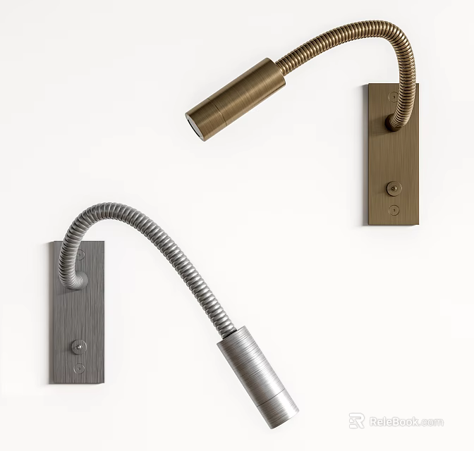 Stylish Modern Adjustable Metal Wall Lamp With Flexible Gooseneck Design 3d model 