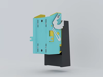 Blue And Yellow Mechanical Part With Black Base And Metal Components 3d model