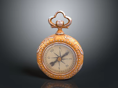 Vintage Decorative Pocket Watch With Ornate Case And Classic Dial Design 3d model