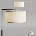 Modern Floor Lamp with Brass Metal Stand and White Round Lampshade