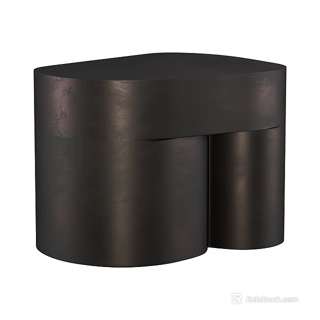 Modern Black Dining Table With Double Cylindrical Base And Metallic Finish 3d model