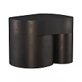 Modern Black Dining Table With Double Cylindrical Base And Metallic Finish 3d model