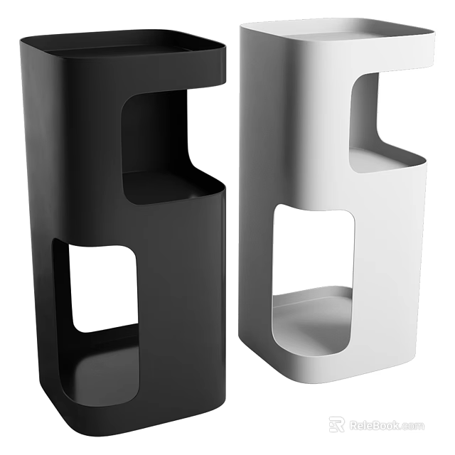 Black And White Modern Minimalist Side Tables With Geometric Cutout Design 3d model 