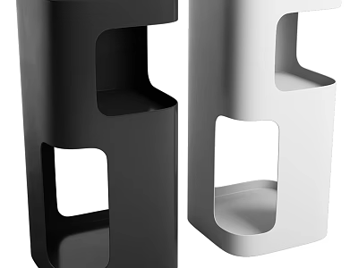 Black And White Modern Minimalist Side Tables With Geometric Cutout Design 3d model