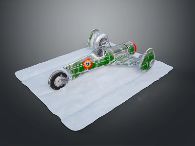 Detailed Miniature Transparent Green Race Car Model With Wheels On White Cloth 3d model