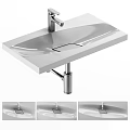 Sleek Modern Wall Mounted Washbasin With Smooth Surface Chrome Faucet And Drain
