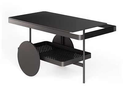 Modern Black Coffee Table With Metal Frame And Mesh Lower Shelf 3d model