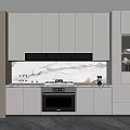 Modern Kitchen Interior With White Cabinets Marble Countertop And Built in Appliances