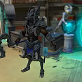 Armored Warrior Character Holding Battle Axe In Ancient Architecture With Blue Magical Glow