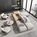 Modern multi-person sofa coffee table combination multi-person sofa module sofa leisure sofa office sofa double sofa corner sofa fabric multi-person sofa 3d model