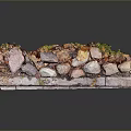 Artistic Wood and Stone Decorative Piece with Various Colored Stones Green Moss and Natural Texture