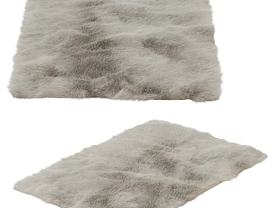 Square Fluffy Light Gray Rug with Soft Furry Texture for Cozy Home Decor 3d model