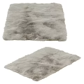 Square Fluffy Light Gray Rug with Soft Furry Texture for Cozy Home Decor