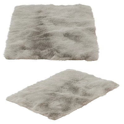 Square Fluffy Light Gray Rug with Soft Furry Texture for Cozy Home Decor 3d model