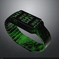 Fashionable Glowing Wristband With Digital Display Green Black Striped Strap Design