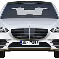 White Mercedes Luxury Sedan With Modern Design Black Roof And LED Headlights