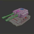 Gray 3D Model Tank With Dual Cannons And Detailed Armor Design Render 3d model