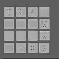 White Switch Panels With Various Styles Neatly Arranged On Gray Background 3d model