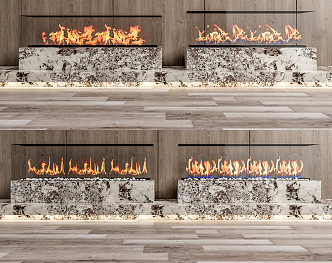 Modern Fireplace Combo 3d model