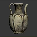 Traditional Sculpture Carving Ceramic Jug With Carved Patterns Two Handles And Spout